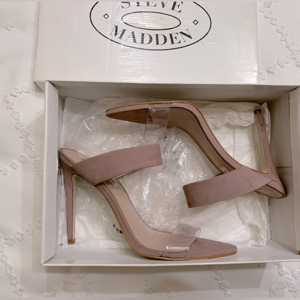 Steve Madden Heels- pink blush with clear strap